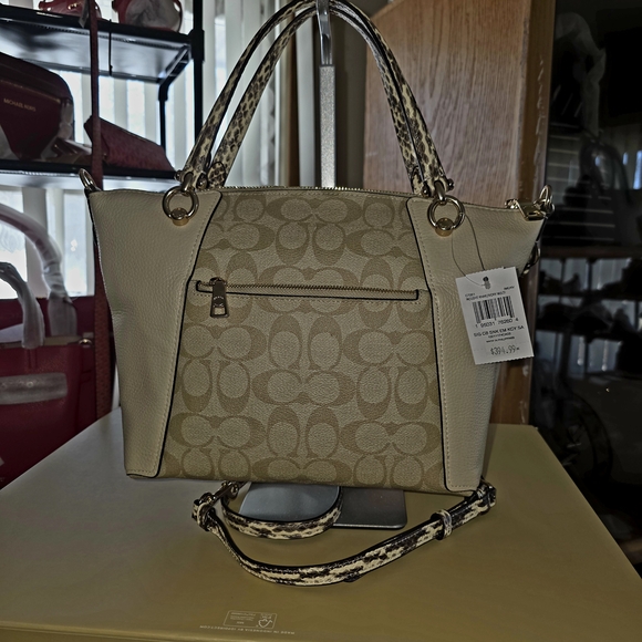 Coach KACEY SATCHEL IN COLORBLOCK SIGNATURE CANVAS IM/Light Khaki/Ivory Multi - Picture 4 of 11
